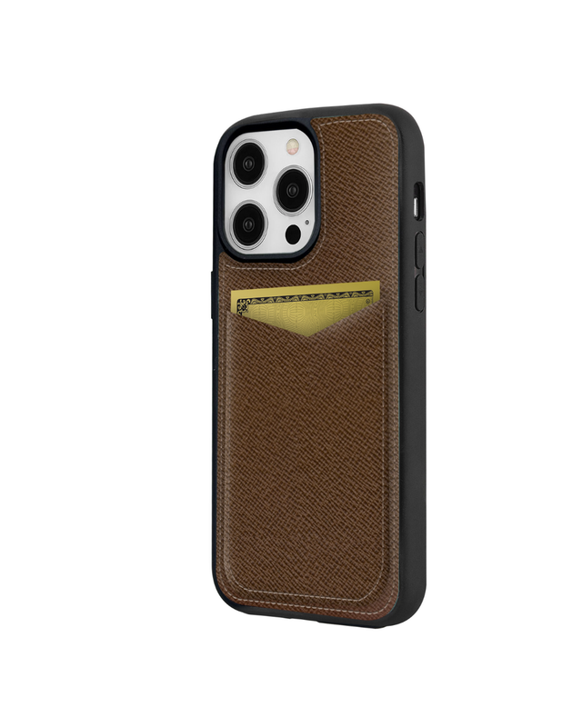 V Kartlık Kahve Monaco Deri iPhone Kılıf