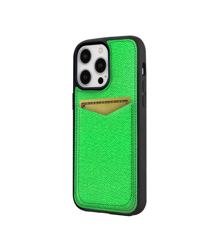 V Kartlık Yeşil Monaco Deri iPhone Kılıf