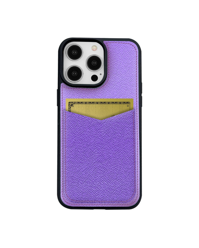 V Kartlık Lila Monaco Deri iPhone Kılıf