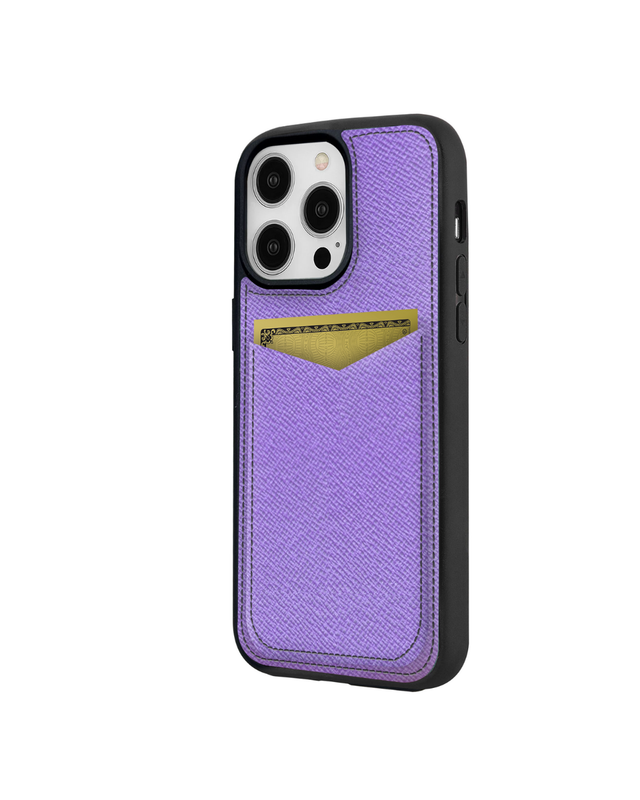 V Kartlık Lila Monaco Deri iPhone Kılıf