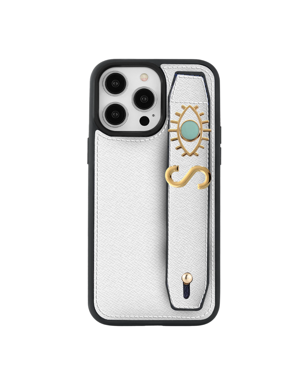 Harfli Beyaz Monaco Deri iPhone Kılıf