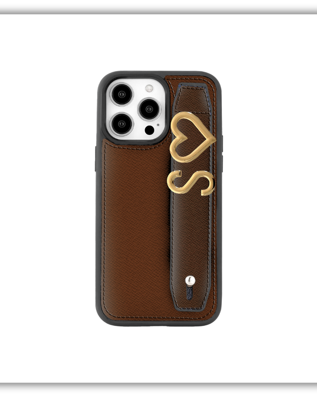 Harfli Kahve Monaco Deri iPhone Kılıf