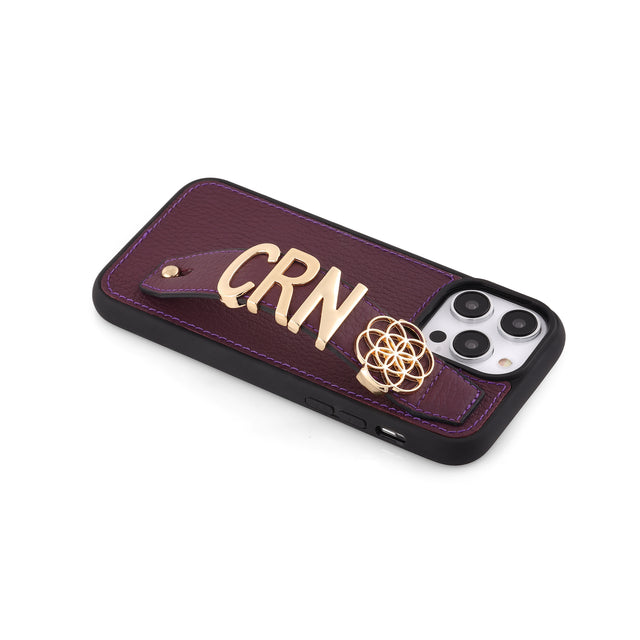 Harfli Mor Deri iPhone Kılıf