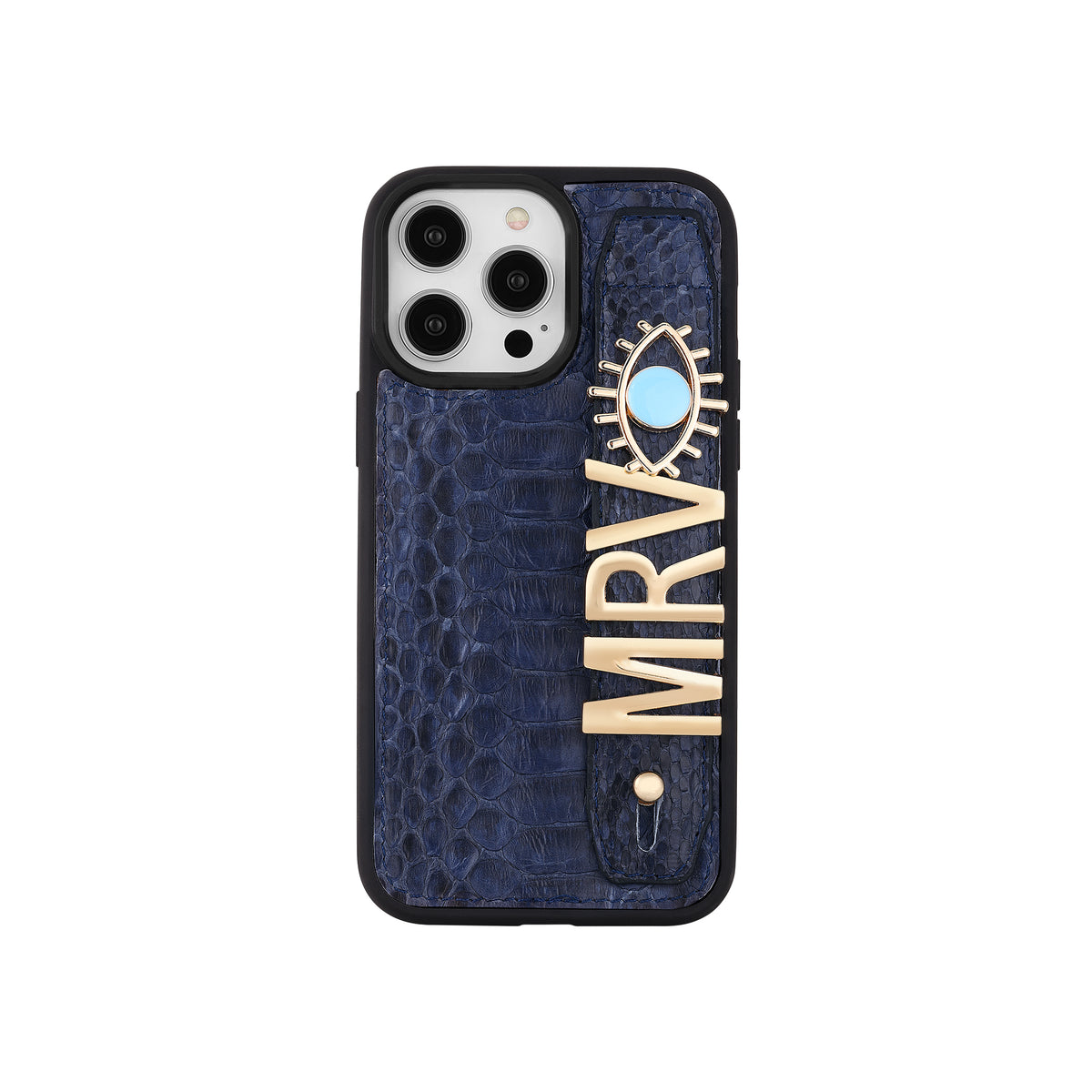 Harfli Lacivert Piton Yılan Deri iPhone Kılıf