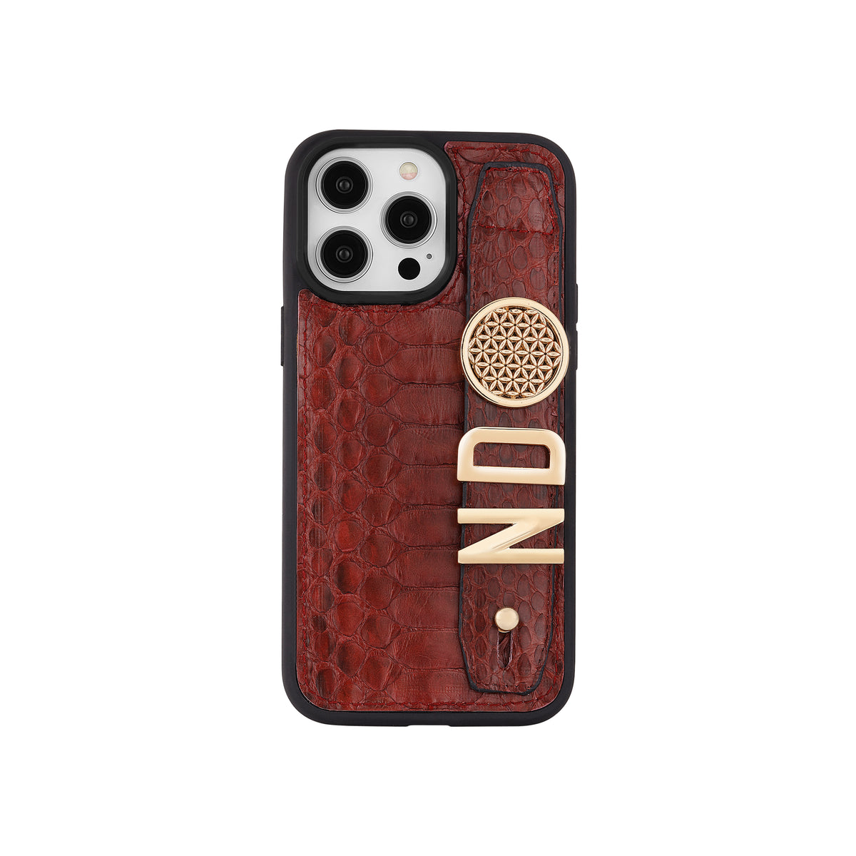 Harfli Bordo Piton Yılan Deri iPhone Kılıf