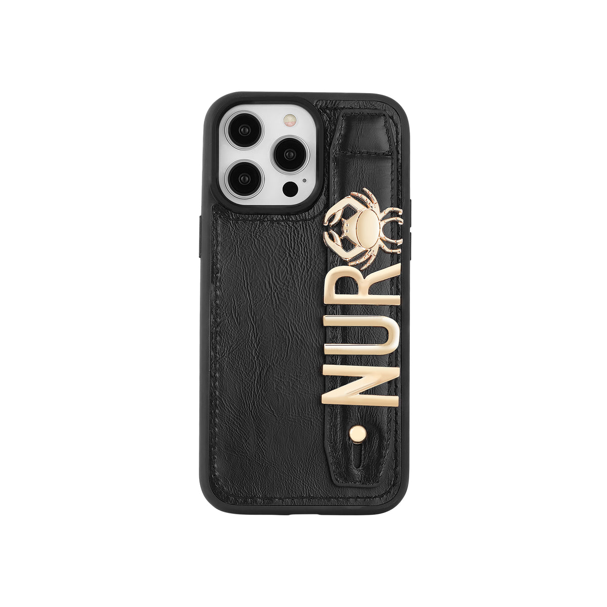 Harfli Siyah Deri iPhone Kılıf
