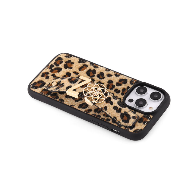 Harfli Leopar Deri iPhone Kılıf