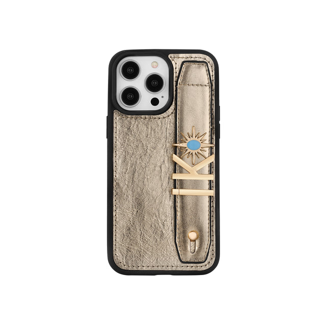 Harfli Gold Deri iPhone Kılıf