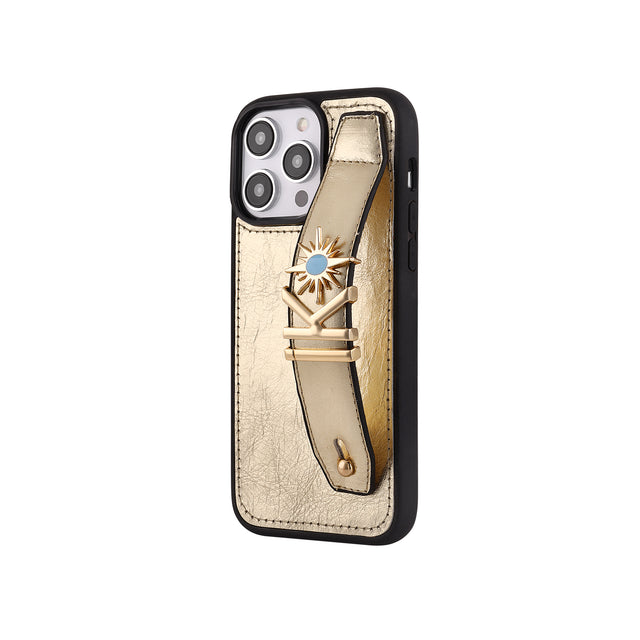 Harfli Gold Deri iPhone Kılıf