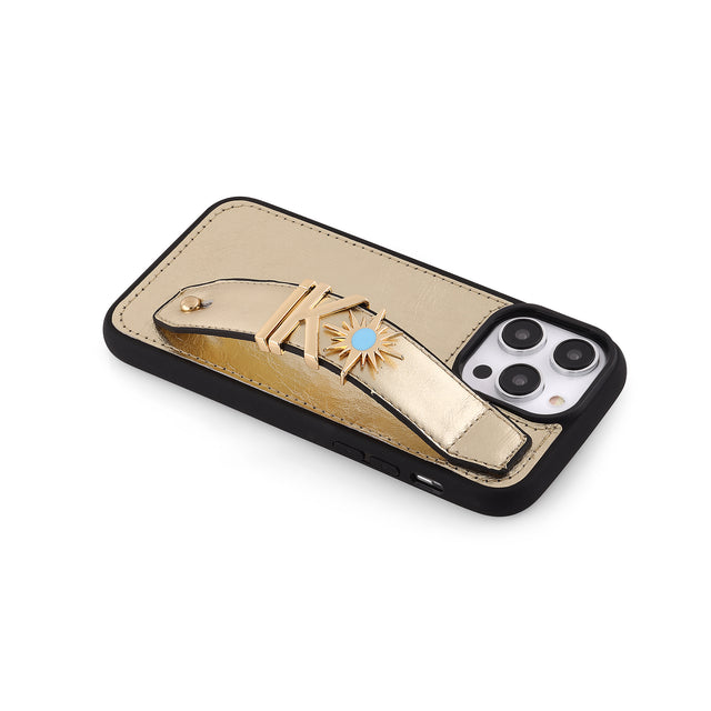 Harfli Gold Deri iPhone Kılıf