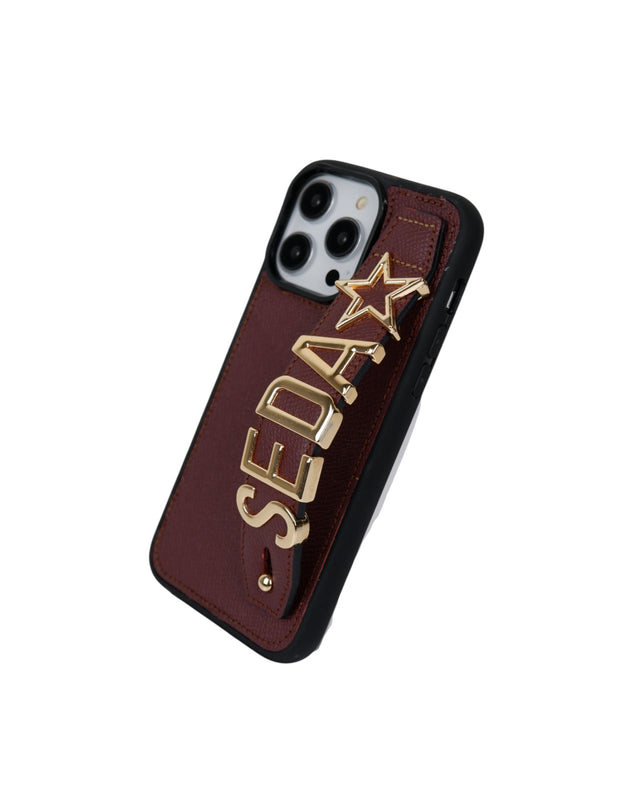 Harfli Bordo Deri iPhone Kılıf