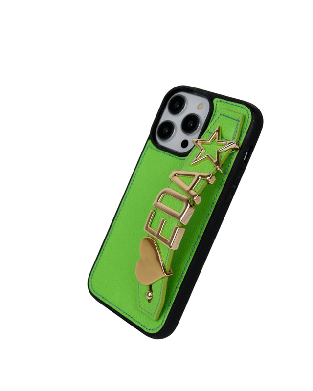 Harfli Yeşil Deri iPhone Kılıf