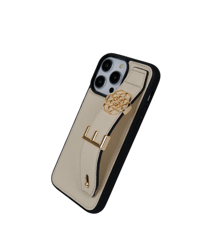 Harfli Krem Deri iPhone Kılıf