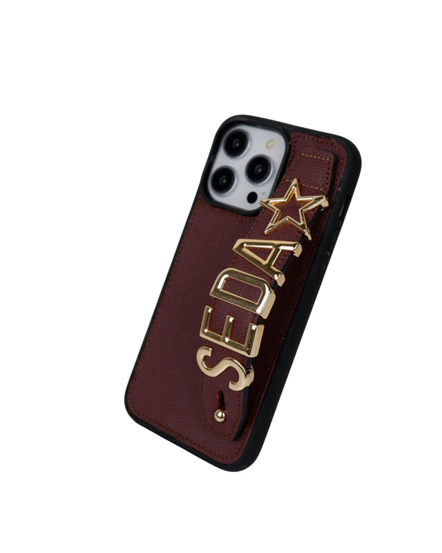 Harfli Bordo Deri iPhone Kılıf