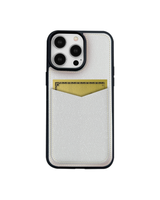 V Kartlık Beyaz Monaco Deri iPhone Kılıf