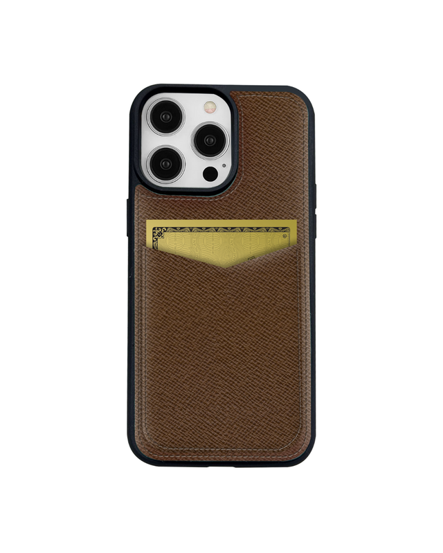 V Kartlık Kahve Monaco Deri iPhone Kılıf