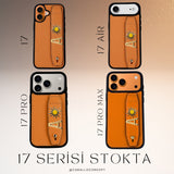 (iPhone 17 ÖZEL)Harfli Turuncu Deri iPhone Kılıf