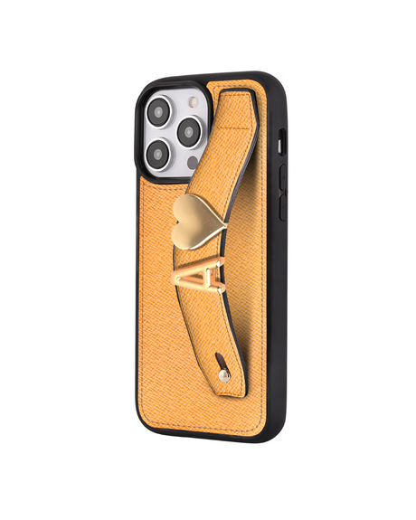 Harfli Kayısı Monaco Deri iPhone Kılıf