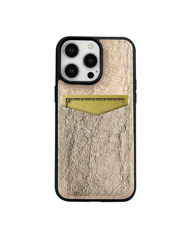 V Kartlık Gold Deri iPhone Kılıf