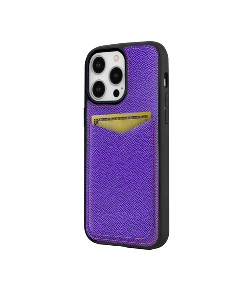V Kartlık Mor Monaco Deri iPhone Kılıf