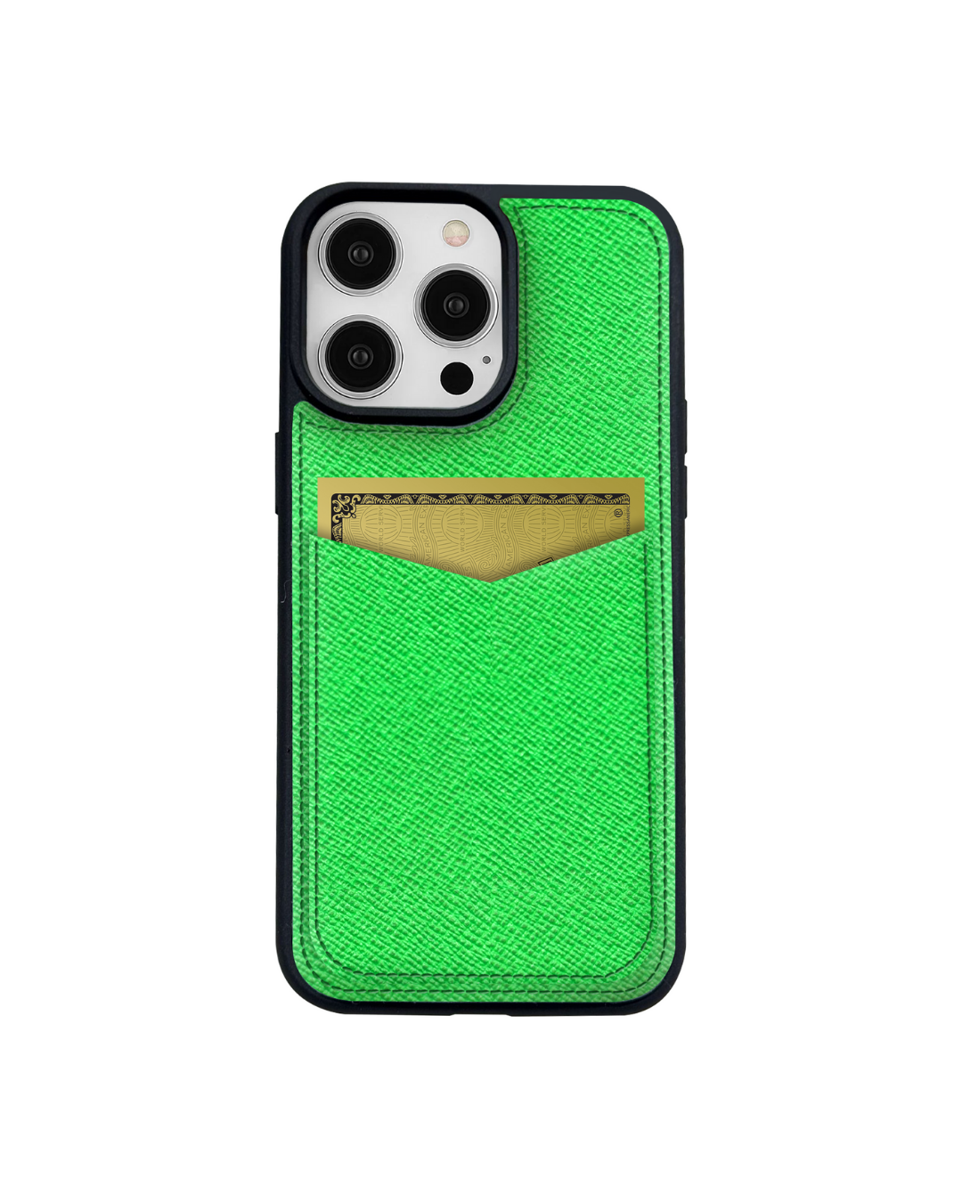 V Kartlık Yeşil Monaco Deri iPhone Kılıf