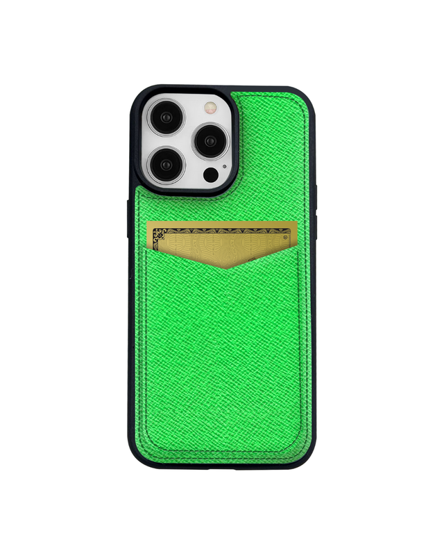 V Kartlık Yeşil Monaco Deri iPhone Kılıf