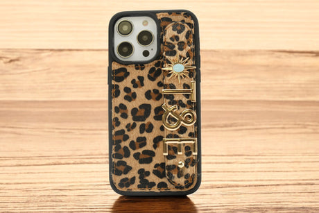 Harfli Leopar Deri iPhone Kılıf