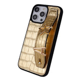 Harfli Kroko Gold Deri iPhone Kılıf