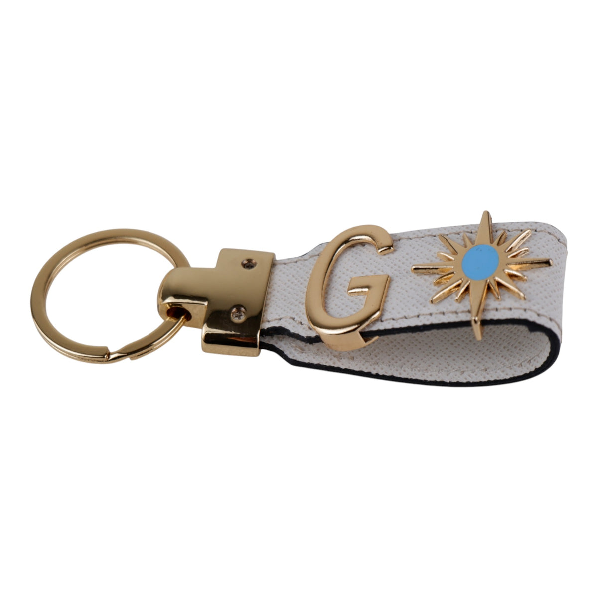 Harfli Beyaz Deri Anahtarlık