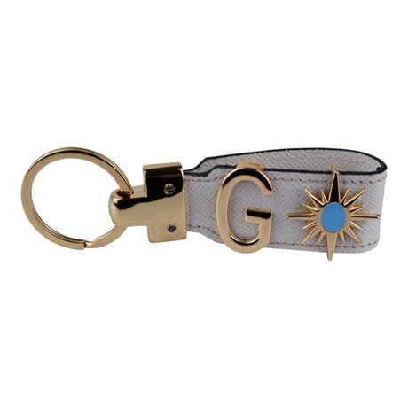 Harfli Beyaz Deri Anahtarlık