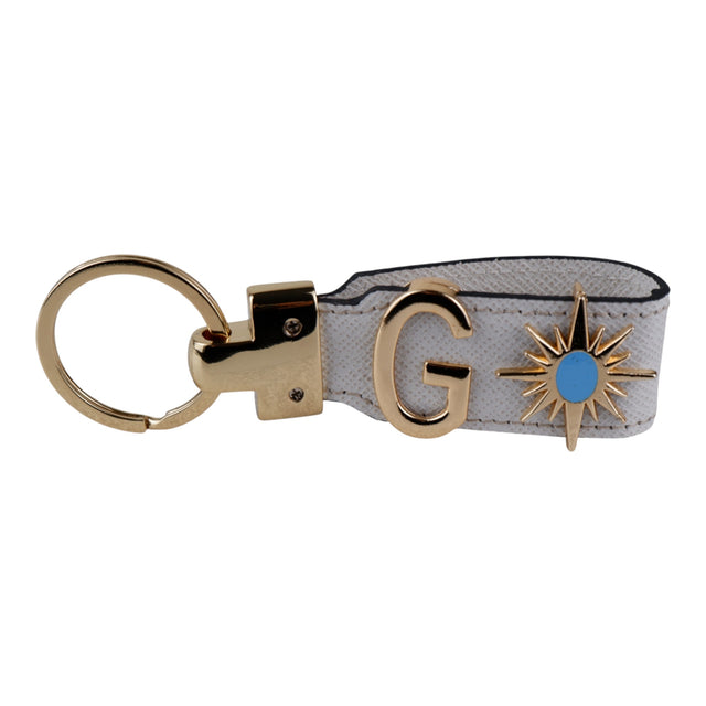 Harfli Beyaz Deri Anahtarlık