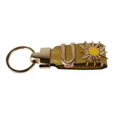 Harfli Bronz Deri Anahtarlık