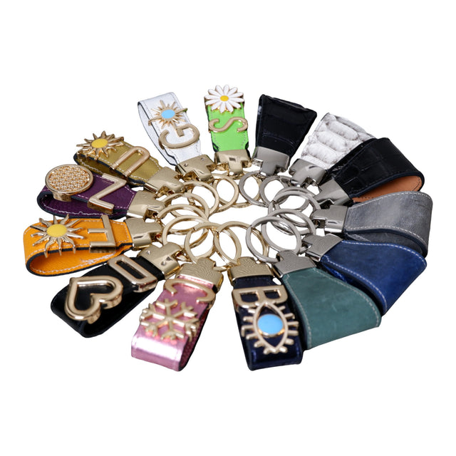 Harfli Beyaz Deri Anahtarlık