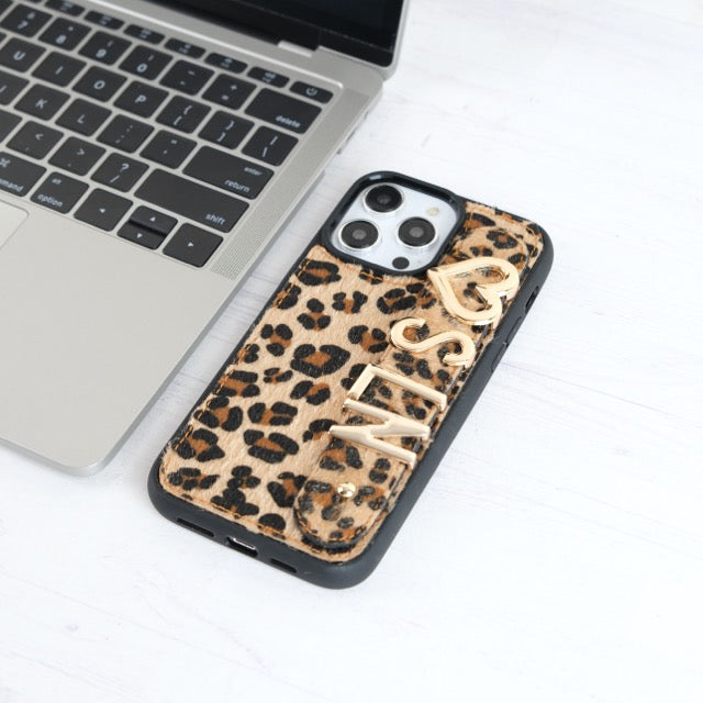 Harfli Leopar Deri iPhone Kılıf