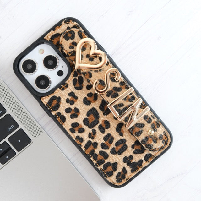 Harfli Leopar Deri iPhone Kılıf