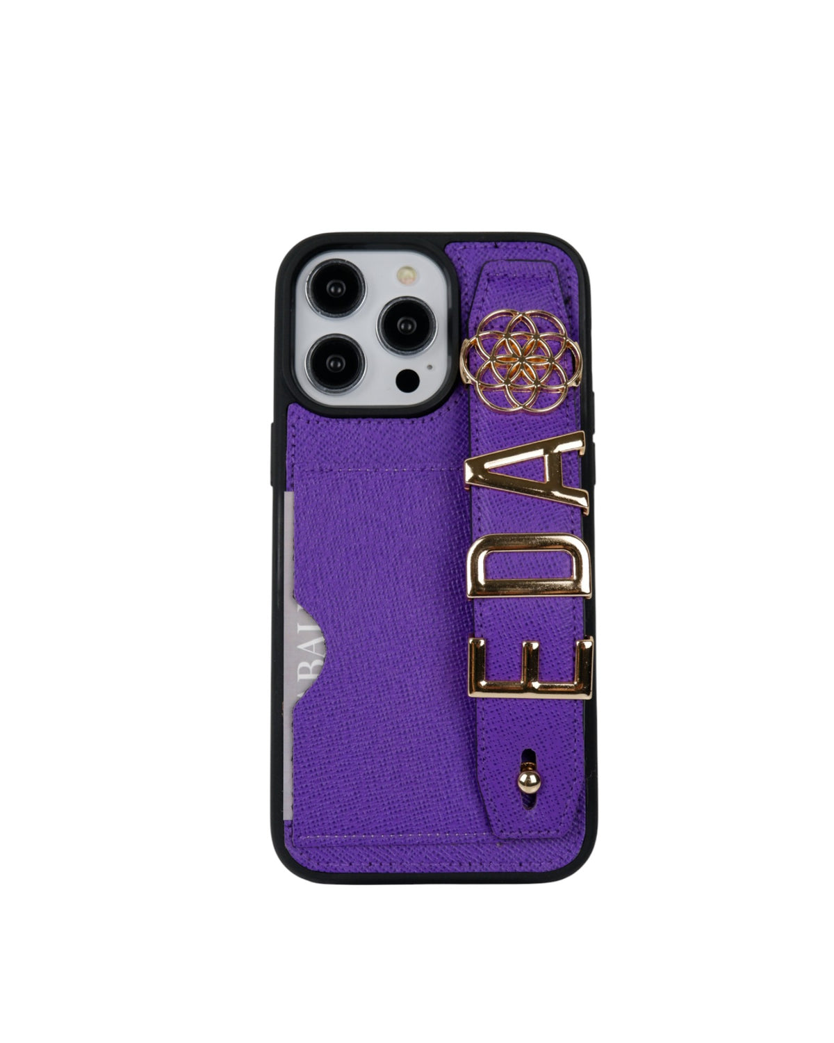 Kartlık Harfli Mor Deri iPhone Kılıf