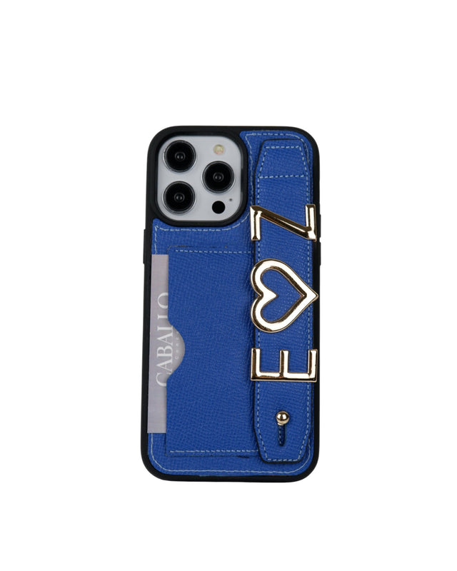 Kartlık Harfli Mavi Deri iPhone Kılıf