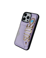 Kartlık Harfli Lila Deri iPhone Kılıf