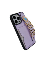 Kartlık Harfli Lila Deri iPhone Kılıf