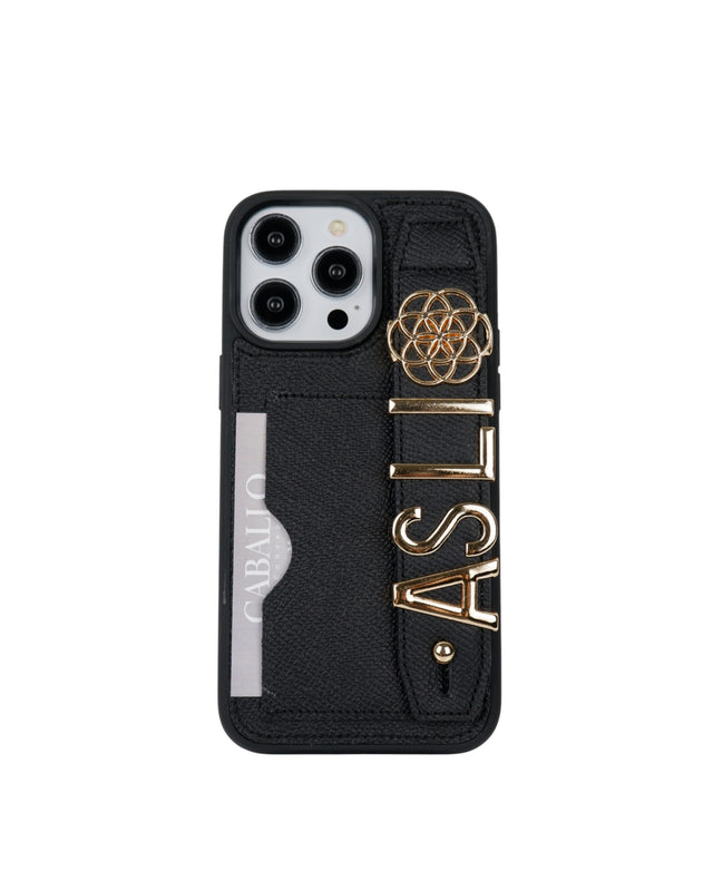 Kartlık Harfli Siyah Deri iPhone Kılıf