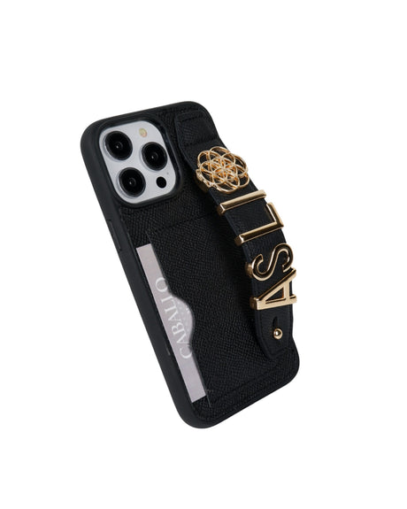 Kartlık Harfli Siyah Deri iPhone Kılıf