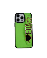 Harfli Yeşil Deri iPhone Kılıf