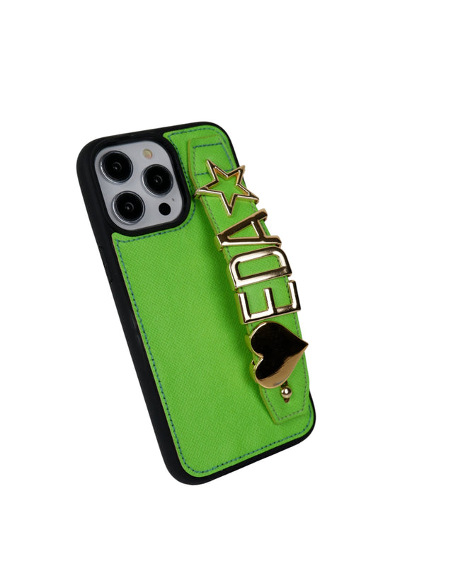 Harfli Yeşil Deri iPhone Kılıf