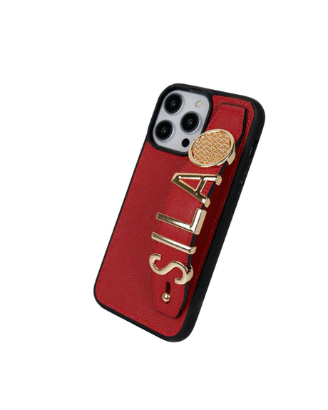 Harfli Kırmızı Deri iPhone Kılıf