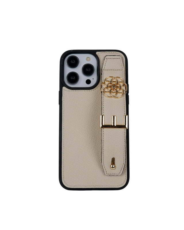 Harfli Krem Deri iPhone Kılıf