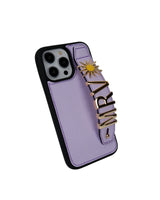 Harfli Lila Deri iPhone Kılıf