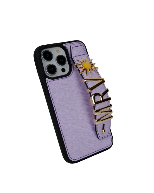 Harfli Lila Deri iPhone Kılıf