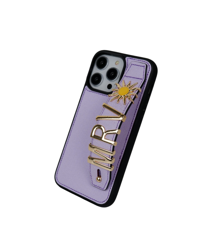 Harfli Lila Deri iPhone Kılıf